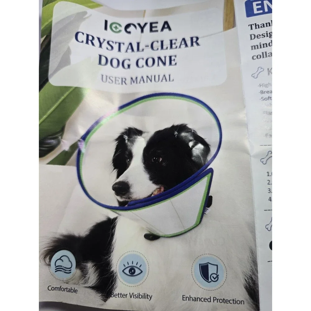 ICOYEA Crystal-Clear Dog Cone Collar – Recovery Cone for Dogs